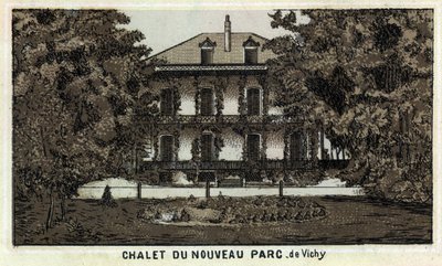 Chalet nowego parku Vichy (Allier i Owernia). Chromolitografia z końca XIX wieku. autorstwa Unknown artist