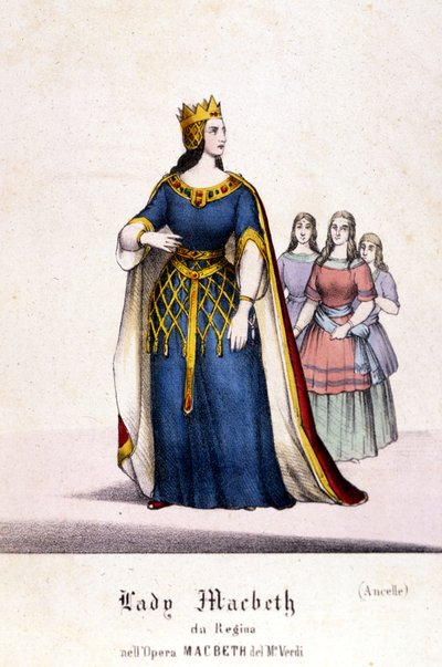 Postać Lady Makbet w operze „Makbet” Giuseppe Verdiego (1813 - 1901) po twórczości Williama Szekspira. 1847. Grawerowanie. autorstwa Unknown artist