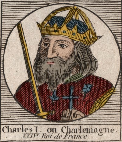 Karol Wielki (Carolus Magnus, Charles the Great) (747-814) Król Franków i chrześcijański cesarz Zachodu - rycina z „Instruction sur l