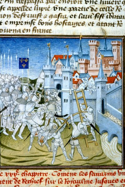 Karol Martel w Poitiers, 732 - Miniatura XIV w. (ref. 512, 074r) Prośba o pozwolenie do Biblioteki Miejskiej w Tuluzie (tel: 05 62 27 66 66) autorstwa Unknown artist