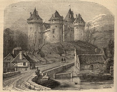 Chateau de Combourg - Ille-et-Vilaine Bretania - grawerowanie w „” PATRIE” - PECTUREQUIREQUE OPIS FRANCJI W 6 TOMACH WG LUCIENA HUARDA - koniec XIX wieku autorstwa Unknown artist