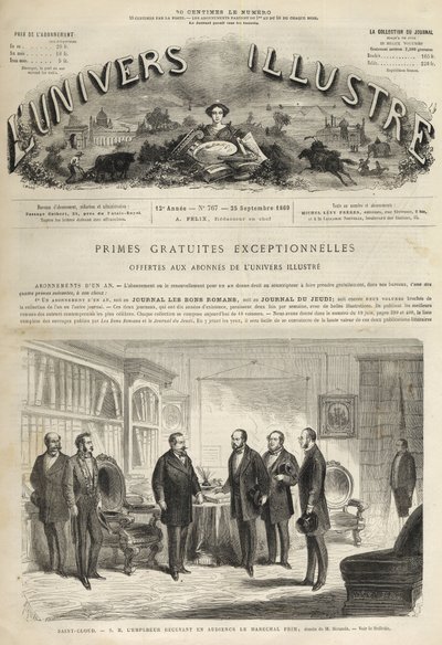 Chateau de Saint-Cloud Napoleon III przyjmujący Juan Prim (hiszpański generał i mąż stanu) (Juan Prim autorstwa Unknown artist