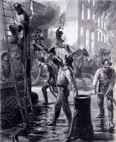 Chicago Fire Brigade Łamanie Pożaru, Stany Zjednoczone. 19 wiek autorstwa Unknown artist