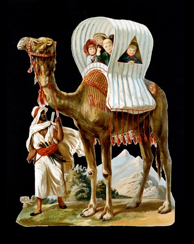 Dzieci spacerują w koszyku na wielbłądach, Algieria - chromo., koniec XIX wieku autorstwa Unknown artist