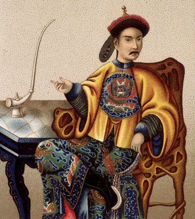 Chiński arystokrata siedzący i palący opium - sd XIX wiek autorstwa Unknown artist