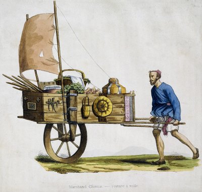 Chiński kupiec i jego wózek żaglowy autorstwa Unknown artist