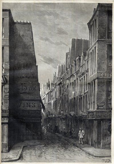 Epidemia cholery w Paryżu - Epidemia de Cholera w Paryżu - rue sainte Marguerite - rycina w „Le journal illustrious” z 1884 r. autorstwa Unknown artist