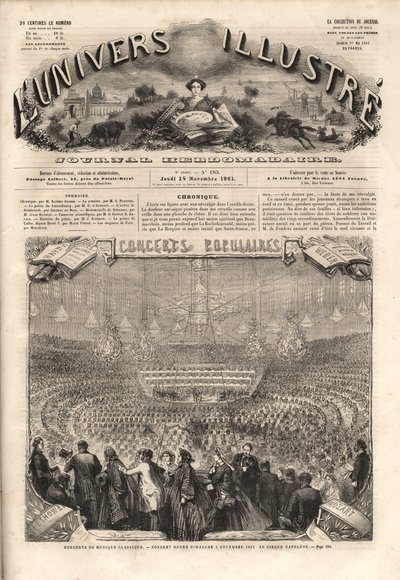 Cirque Napoleon (obecny cyrk zimowy, rue Amelot, Paryż) - Koncert muzyki klasycznej daje niedziela, 3 listopada autorstwa Unknown artist