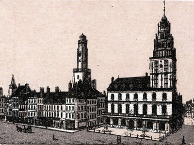 Miasto Calais: stara latarnia morska i ratusz w „Świat przedstawia 168 widoków” Niedatowany (koniec XIX wieku) autorstwa Unknown artist