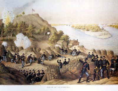 Wojna secesyjna (1861 - 1865), Wojna secesyjna. Oblężenie Vicksburga (na granicy Arkansas i Mississippi), miasto zostało zajęte przez generała Granta (i mieszkańców Północy), miasto upadło po czterdziestu dniach oblężenia (19 maja do 4 lipca autorstwa Unknown artist