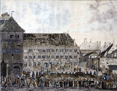 Wspinaczka i plądrowanie kamienicy (ratusza) Strasburga, 21 lipca 1789 r. autorstwa Unknown artist