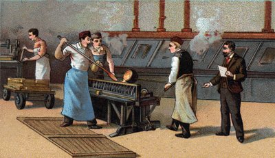 Wyrabianie monet, złote ostrza. Chromolitografia z końca XIX wieku autorstwa Unknown artist