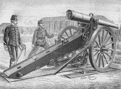 155 mm działo oblężnicze pułkownika de Bange. W „Albumie nauki””, Editions Jouvet autorstwa Unknown artist