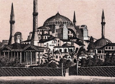 Konstantynopol, Turcja: widok na meczet Hagia Sophia (Hagia Sophia lub Hagia Sophia). w „” Świat ilustruje 168 odsłon”” Niedatowany (koniec XIX wieku) autorstwa Unknown artist