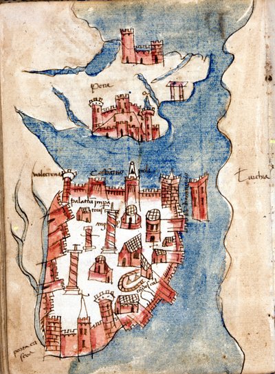 Konstantynopol, rękopis mapa Wenecji z XV wieku. autorstwa Unknown artist