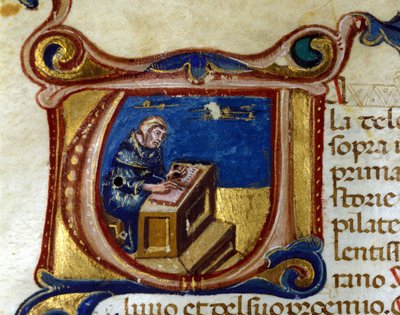 Mnich kopista w swoim skryptorium, Illuminure autorstwa Unknown artist