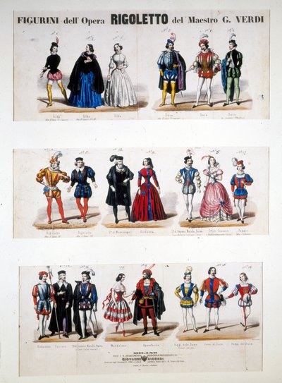 Kostiumy „Rigoletto” Giuseppe Verdiego, na podstawie powieści „Król się bawi” Victora Hugo autorstwa Unknown artist