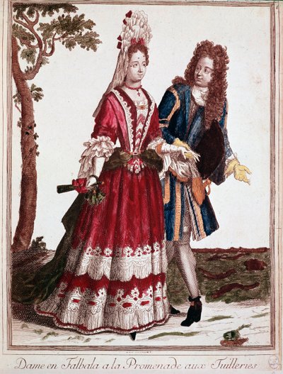Para spacerująca w ogrodzie Tuileries, Paryż (Grawerowanie autorstwa Unknown artist
