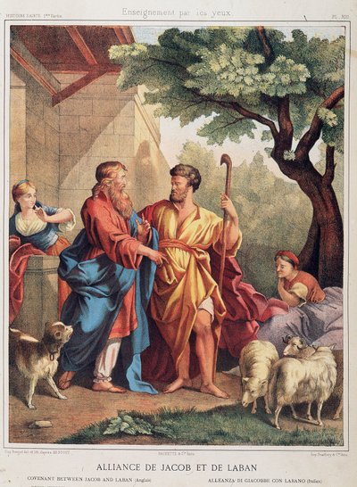 Przymierze Jakuba i Labana w „Świętej Historii”, wyd. Hachette autorstwa Unknown artist