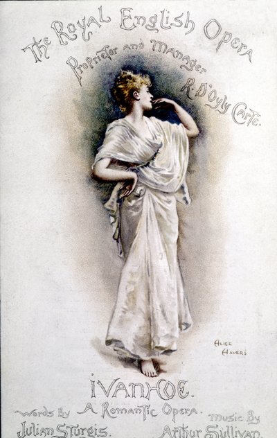 Okładka programu opery „Ivanhoe” (według Waltera Scotta) brytyjskiego kompozytora Arthura Sullivana (1842-1900) 31 stycznia autorstwa Unknown artist