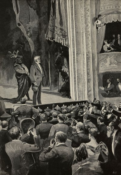 Tłum wiwatujący na cześć Giuseppe Verdiego (1813-1901) pod koniec opery Falstaff, 18 kwietnia autorstwa Unknown Artist