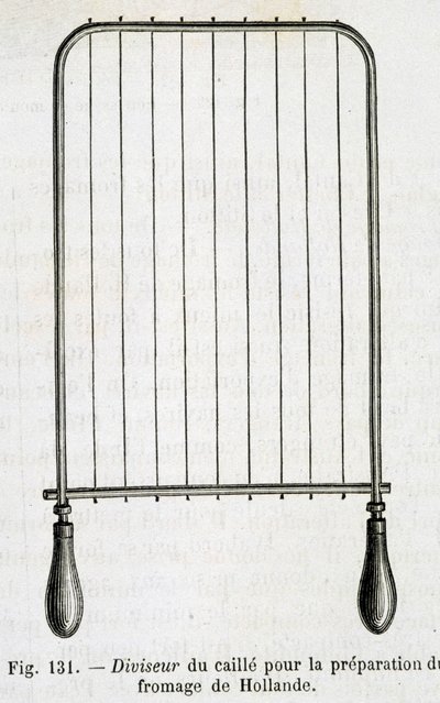 Dzielarka do twarogu do przygotowania sera holenderskiego - w „Cuda przemysłu” Louis Figuier autorstwa Unknown artist