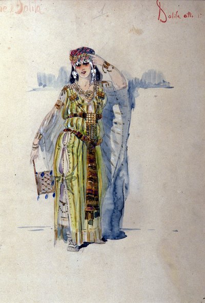 Kostium Dalili do pierwszego aktu opery „Samson i Dalila” Camille Saint Saens (Saint-Saens). 1877 autorstwa Unknown artist