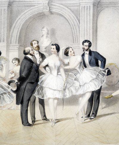 Tancerze w otoczeniu mężczyzn w epoce romantyzmu - b.d. autorstwa Unknown artist