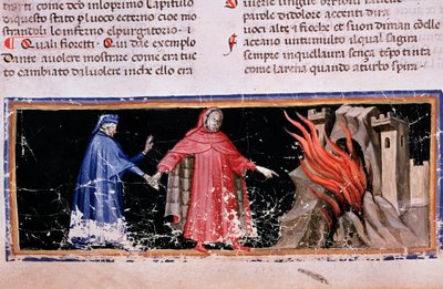 Dante i Virgil zdobywają bramy piekielne (piosenka 3 piekła, w Boskiej komedii) - miniatura autorstwa Unknown artist