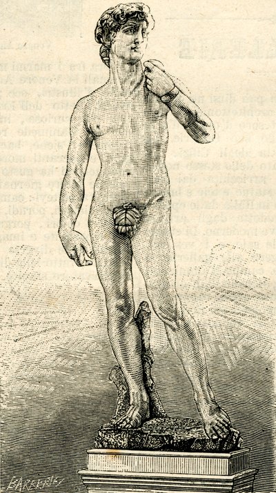 Dawid, dzieło Michała Anioła Buonarrotiego (1475-1564), Piazza della Signoria, Florencja, Toskania, Włochy autorstwa Unknown Artist