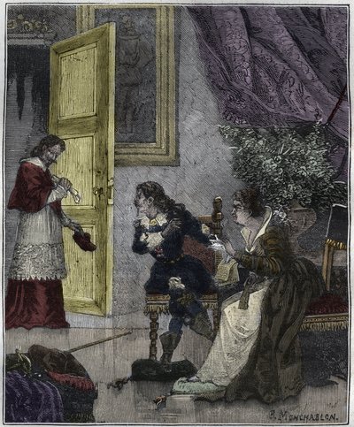 Day of the Dupes - Journee des Dupes 1630 - W czasie, gdy Marie de Medicis broniła swojej sprawy, wszedł kardynał Richelieu - ilustracja w „Paryżu przez wiek” autorstwa Knee-Lac autorstwa Unknown artist