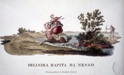 Deanire usunięty przez centaura Nessusa (Nessos) - grawerowanie autorstwa Unknown artist