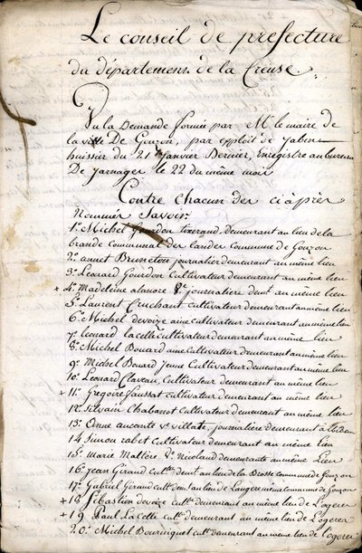 Obrady Rady Prefektury Guéret (Creuse) z dnia 23 kwietnia 1823 r autorstwa Unknown artist