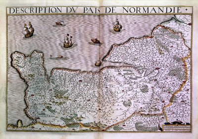 Opis pais Normandii. Mapa regionu Normandii w 1620 roku. autorstwa Unknown artist
