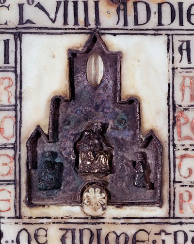 Fragment marmurowego nagrobka Simonetty i Percivalle Lercari, z reliefem i grawerem autorstwa Unknown artist
