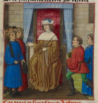 Fragment miniatury króla i jego dworu z „Le Roman de la Rose” autorstwa Unknown artist