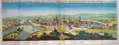 Szczegółowy widok miasta Rouen w Normandii. Rycina z XVII wieku. Paryż B.N. autorstwa Unknown artist