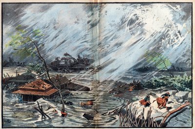 Zniszczenia spowodowane tsunami w Sanriku w Japonii autorstwa Unknown artist