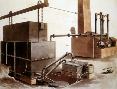 Schemat wyjaśniający produkcję gazu węglowego, Londyn 1815. autorstwa Unknown artist