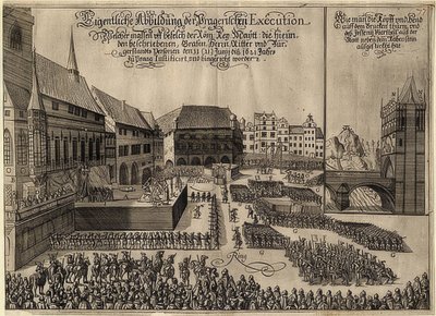 Egzekucja czeskich buntowników na praskim Rynku Starego Miasta. 1621 autorstwa Unknown