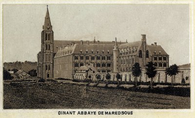 Dinant, Opactwo Maredsous, Walonia, Belgia. Chromolitografia z końca XIX wieku. autorstwa Unknown artist