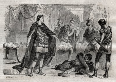 Dioklecjan (Caius Aurelius Valerius Diocletianus Augustus) (244-311) umierający Lucius Flavius Aer - grawerowanie w „” Dictionnaire populaire illustrious” - 1864 - Joseph December i Edmond Allonier - autorstwa Unknown artist