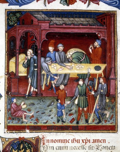 Dystrybucja chleba i butów do starych i biednych. 1422. autorstwa Unknown artist
