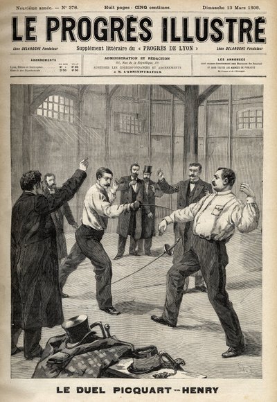 Sprawa Dreyfusa: pojedynek między podpułkownikiem Georgesem Picquartem (1854-1914) a Hubertem Henrym (1846-1898) autorstwa Unknown artist