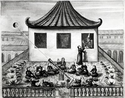 Zaćmienie słońca - w „Podróżach królestwa Syjamu, historyczne z 1688 r.””. autorstwa Unknown artist