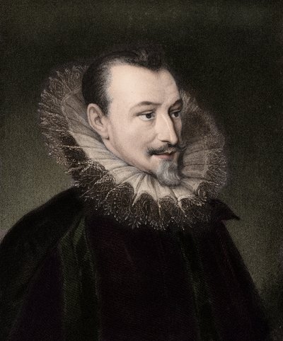 Edmund Spenser c1552/3-1599 - rycina - XIX wiek autorstwa Unknown artist