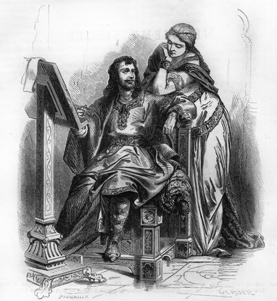 Eginhard (Einhard, Einhart, Einard, 775-840) historyk okresu karolińskiego ze swoją żoną Emmą (Immą). autorstwa Unknown artist