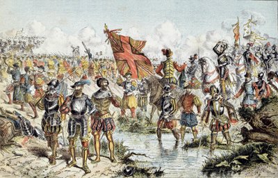 Ósma Wojna Religijna (1585-1598): bitwa pod Ivry 14 marca 1590 r. pomiędzy królewską armią Henryka IV (która zwycięży) a Ligą Katolicką. Ilustracja z XIX wieku. Paryż, Musée de l