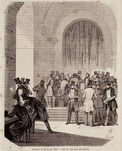 Wybory 23 kwietnia 1848 r.: sala głosowania w sekcji - w „Współczesnej historii popularnej” autorstwa Unknown artist