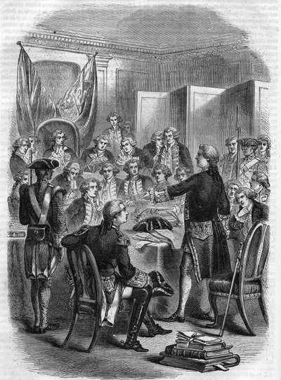 Angielski Admirał Augustus Keppel przed Radą Wojenną po bitwie morskiej pod OUESANT (100 mil morskich na zachód od wyspy, podczas amerykańskiej wojny o niepodległość) 27 lipca 1778 r. autorstwa Unknown artist